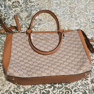 Karl Lagerfeld Brown and Cream Satchel
